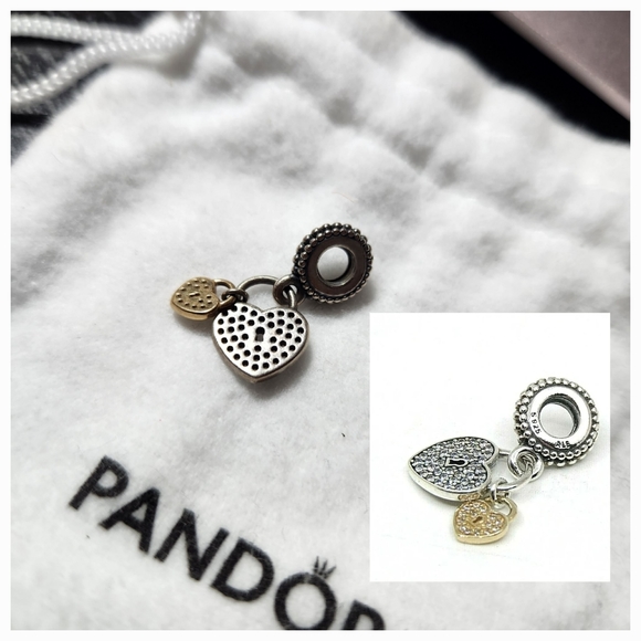 Pandora Jewelry - 💛 Cute heart silver 🩶 and gold love locks Pandora charm with bag 💫